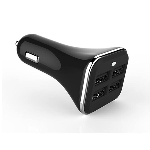 SHAOLIN Car Charger Adapter, 6.8A/34W USB 4 Port Universal Car Charger with 3ft Type C Cable for Galaxy S8/S8 Plus Huawei P9/P9 Plus LG V20 (Black+Black Cable)
